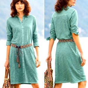 Lagos Shirt Dress Button Down Teal in XS